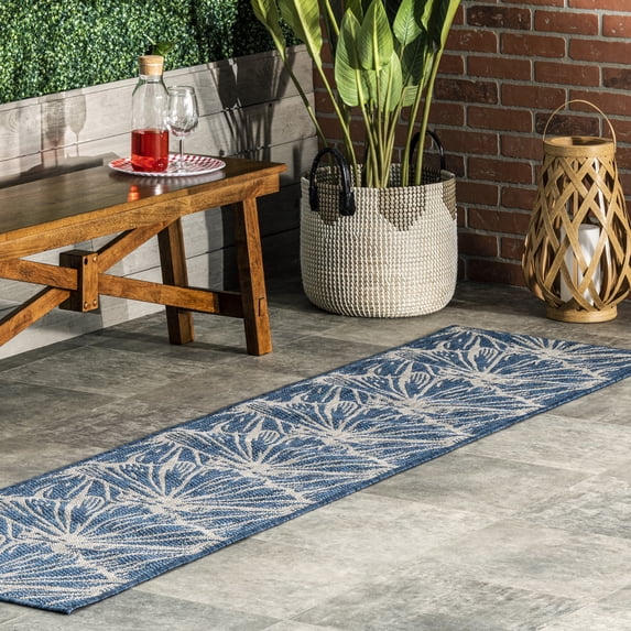 nuLOOM Onyx Seashell Indoor/Outdoor Area Rug, 2' x 8', Runner, Onyx Seashell Blue