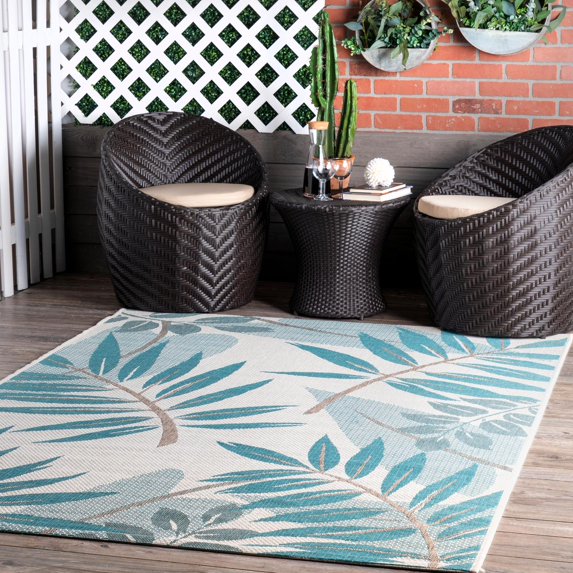nuLOOM Outdoor Trudy, Turquoise, 8' 6" x 12' 2" Area Rug