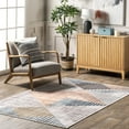 thumbnail image 1 of nuLOOM Page Diamond Striped Machine Washable Area Rug, 4' x 6', Beige, 1 of 9