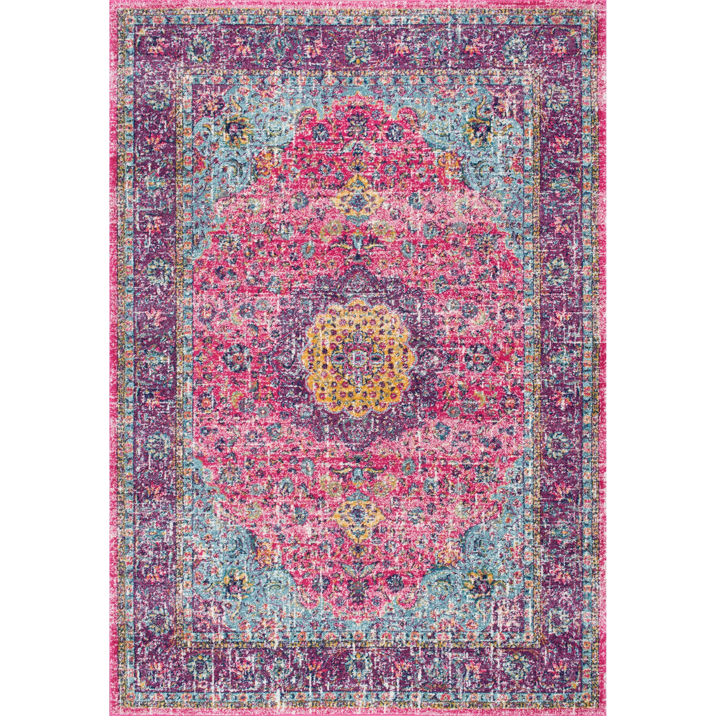 Verona Classic Pink 5' Square Synthetic Area Rug