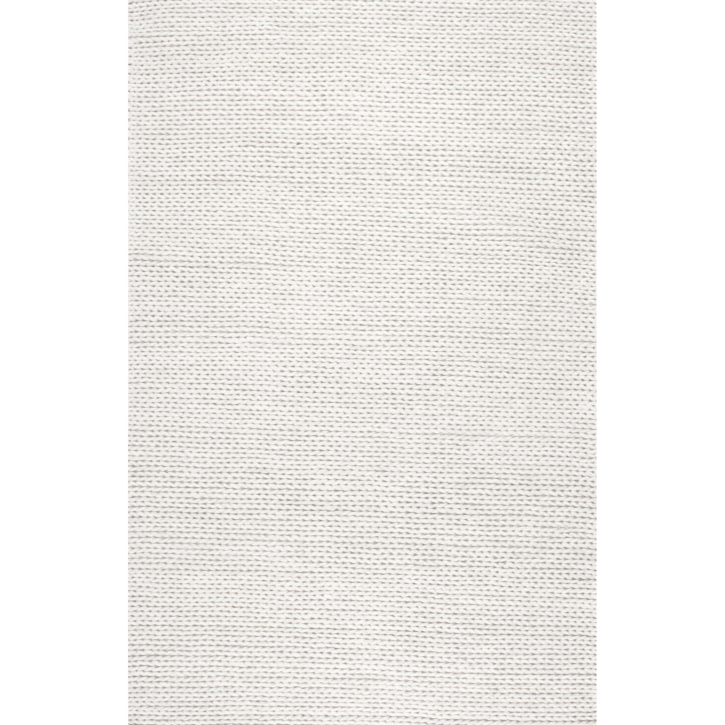 Off-White Braided Wool 6' x 9' Area Rug