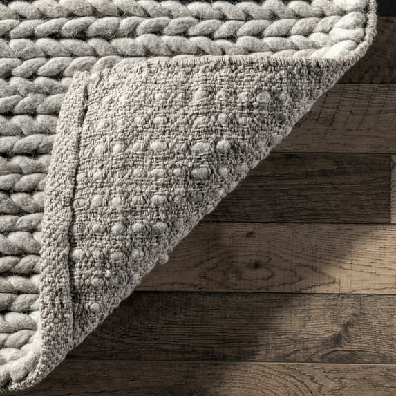 nuLOOM Penelope Braided Wool Area Rug, 8' x 10', Oval, Penelope Light Grey