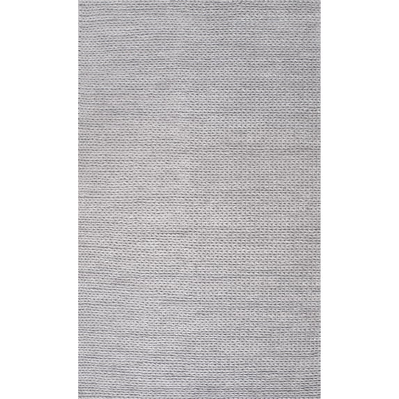 nuLOOM Penelope Braided Wool Light Gray 5' Farmhouse Square Rug