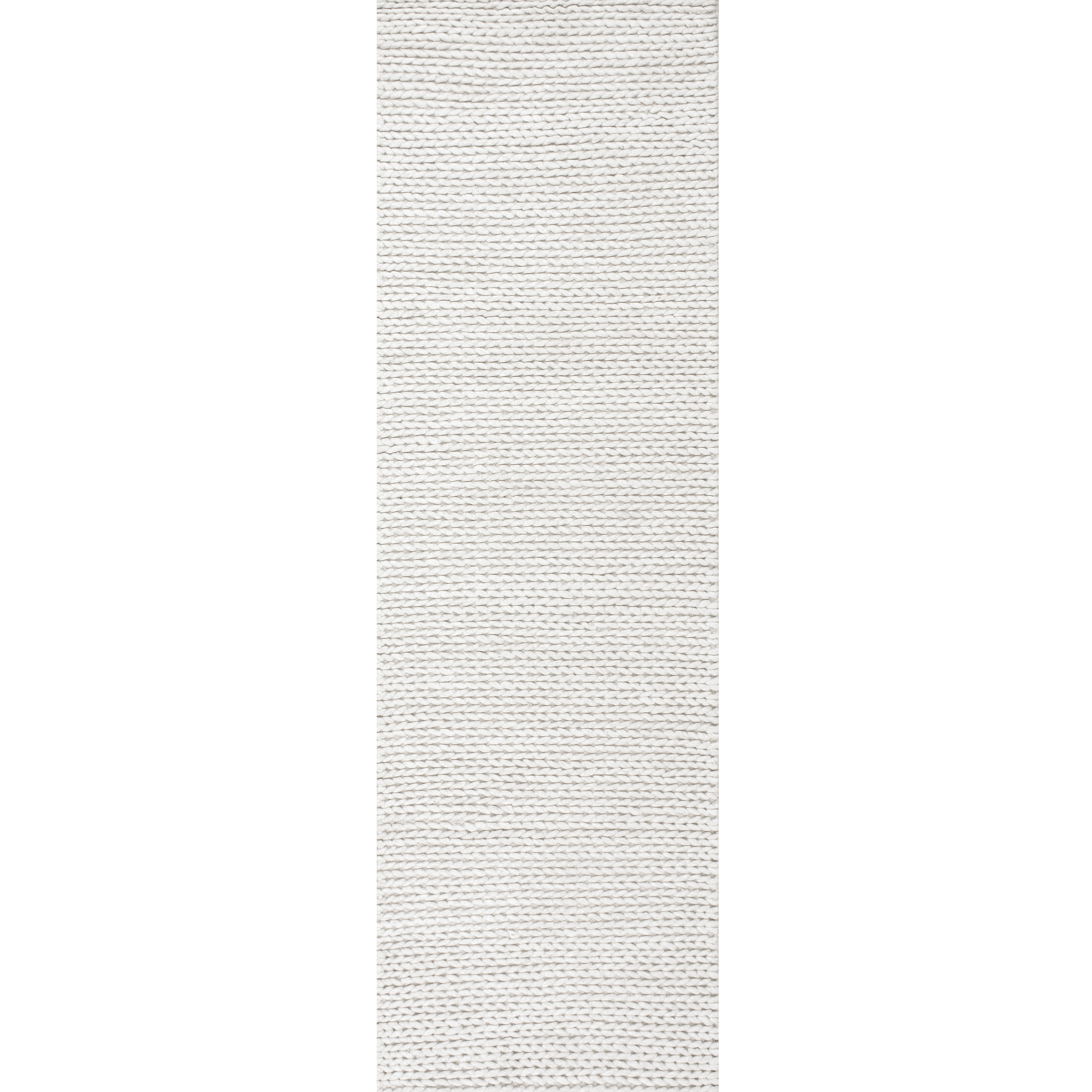 Off White Braided Wool Handmade Runner Rug, 2' 6" x 6'