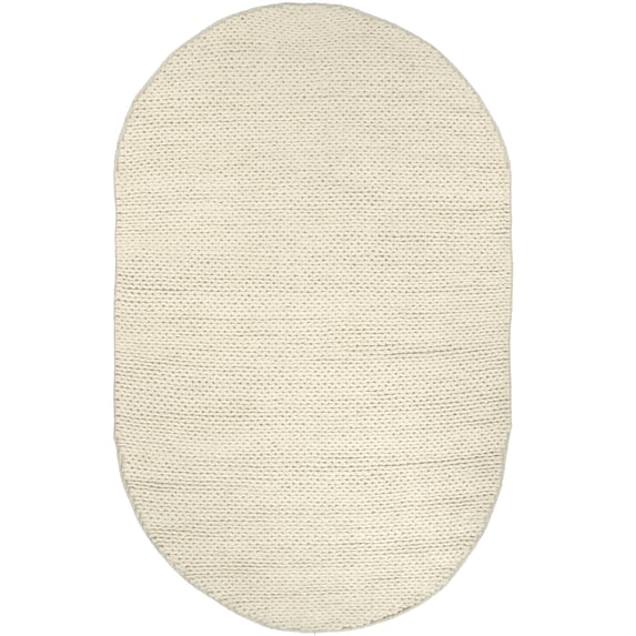 nuLOOM Penelope Braided Wool Off White 5' x 8' Farmhouse Oval Rug