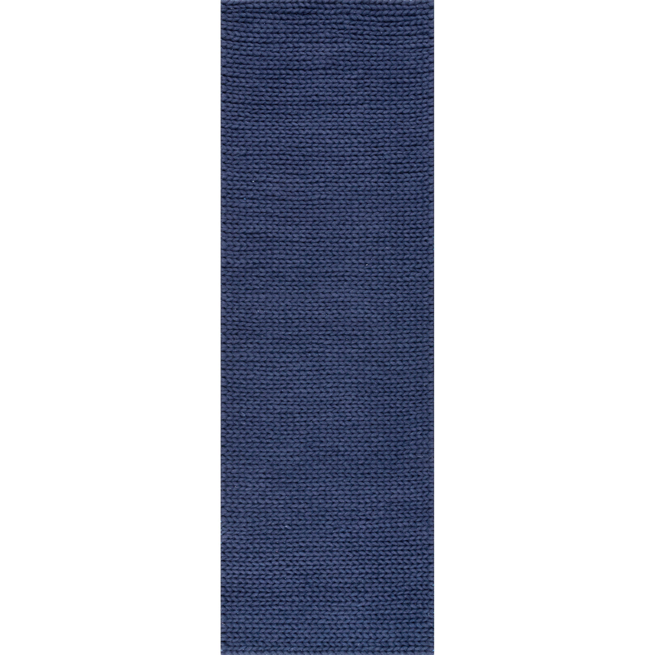 nuLOOM Penelope Braided Wool Runner Rug, 2' 6" x 8', Navy