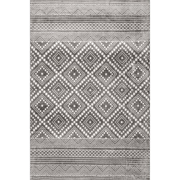 nuLOOM Phyllis Machine Washable Diamond Trellis Area Rug, 8' x 10', Gray