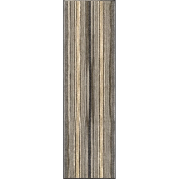 nuLOOM Piper Nautical Striped Indoor/Outdoor Runner Rug, 2' x 8', Charcoal