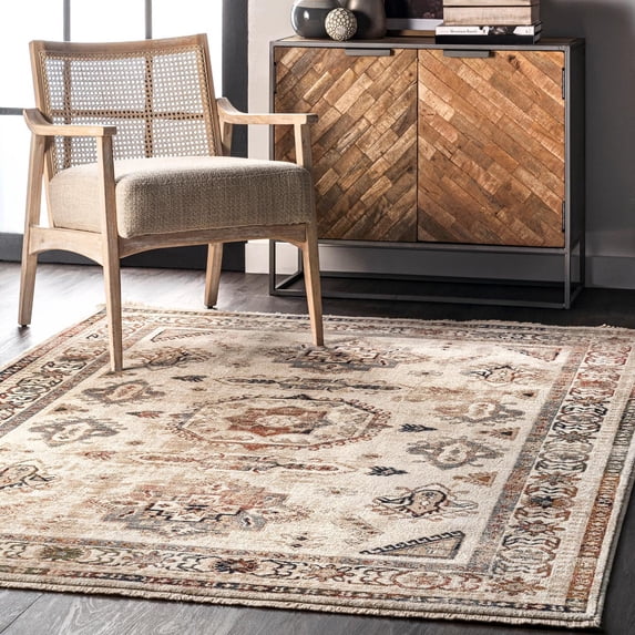 nuLOOM Polypropylene Carolina Fading Tribal Medallion Fringe Area Rug or Runner