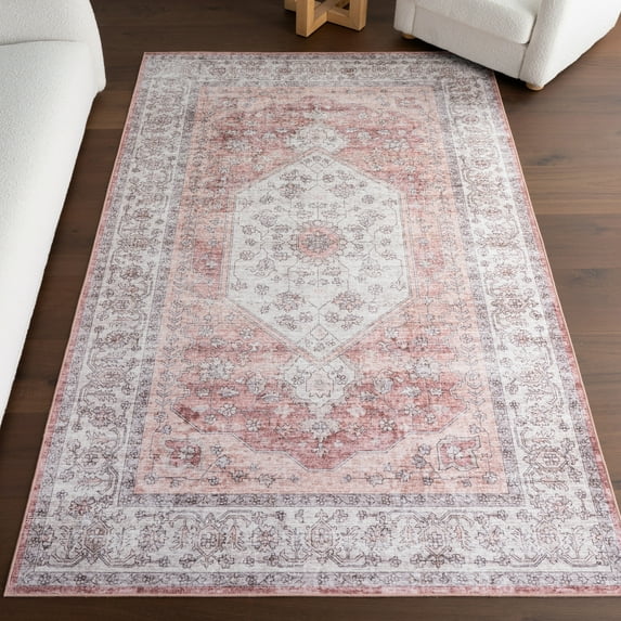 nuLOOM Prairie Medallion SplashGuard Machine Washable Area Rug, 9' x 12', Prairie Ivory
