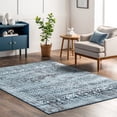 thumbnail image 1 of nuLOOM Prestyn Machine Washable Faded Tribal Trellis Area Rug, 5' x 8', Blue, 1 of 2