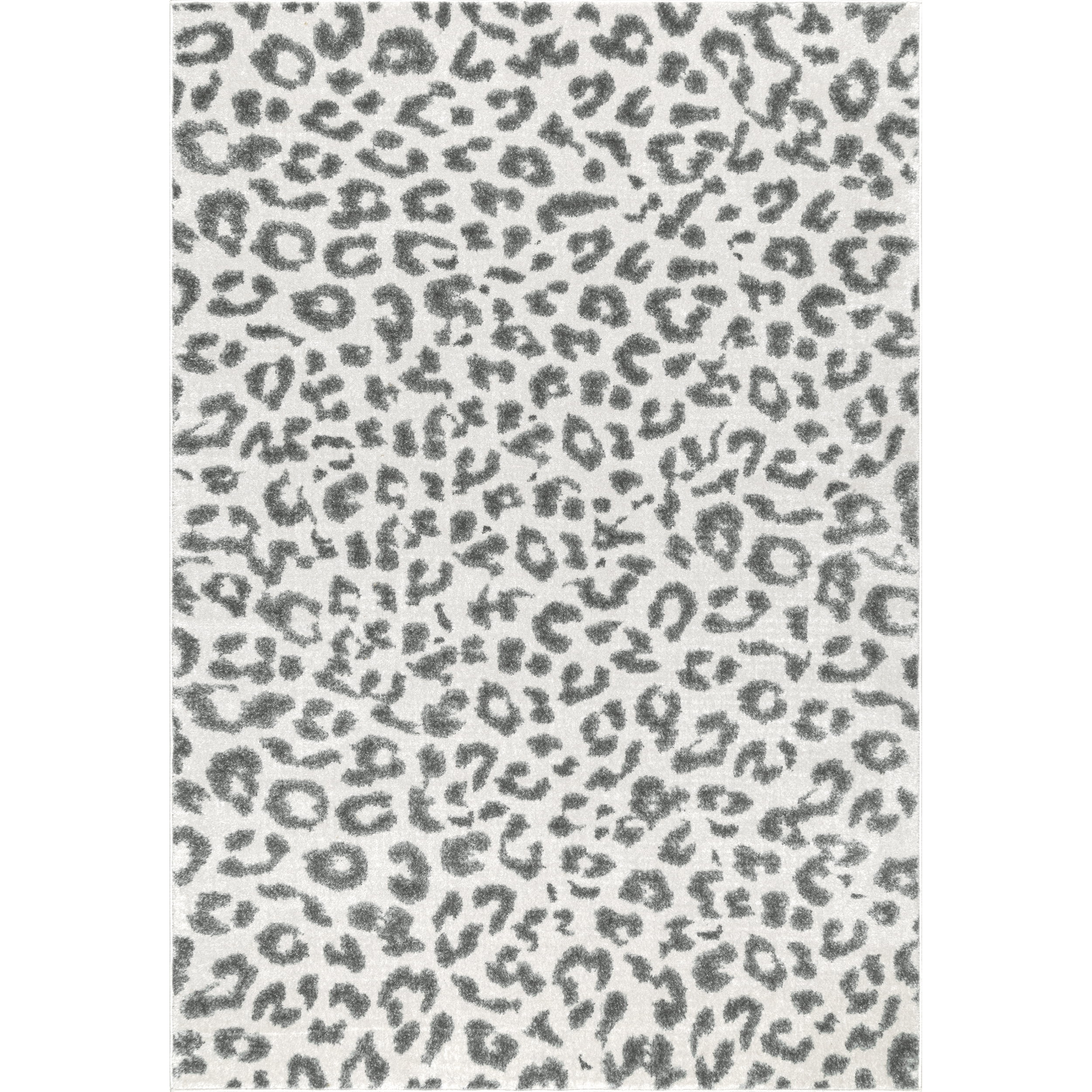 Gray and Off-White Round Tufted Synthetic Oriental Area Rug