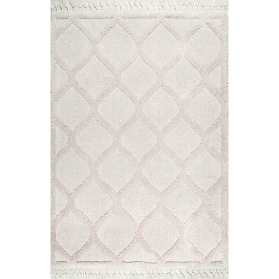 nuLOOM Raised Trellis Soft Kids Shag Area Rug, 7' 10" x 10', Ivory