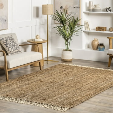 nuLOOM Raleigh Jute Tasseled Natural 8' x 10' Farmhouse Area Rug