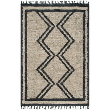 nuLOOM Rancherio Helix Leather Flatweave Tassels Area Rug, 4' x 6', Natural
