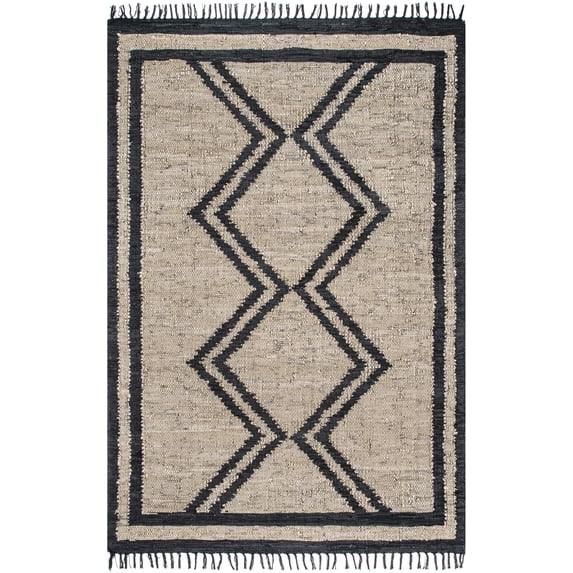 nuLOOM Rancherio Helix Leather Flatweave Tassels Area Rug, 4' x 6', Natural