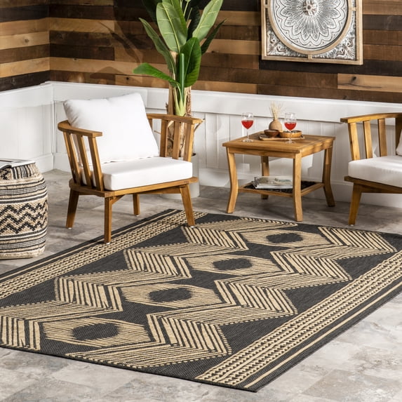 nuLOOM Ranya Tribal Indoor/Outdoor Area Rug, 10' x 13', Ranya Dark Grey