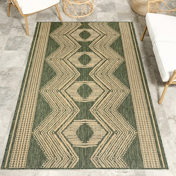 nuLOOM Ranya Tribal Indoor/Outdoor Area Rug, 10' x 14', Ranya Green