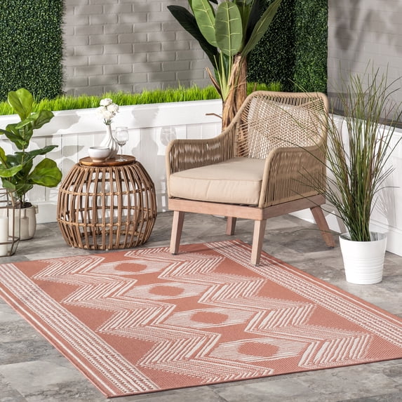 nuLOOM Ranya Tribal Indoor/Outdoor Coral 5' x 8' Casual Area Rug