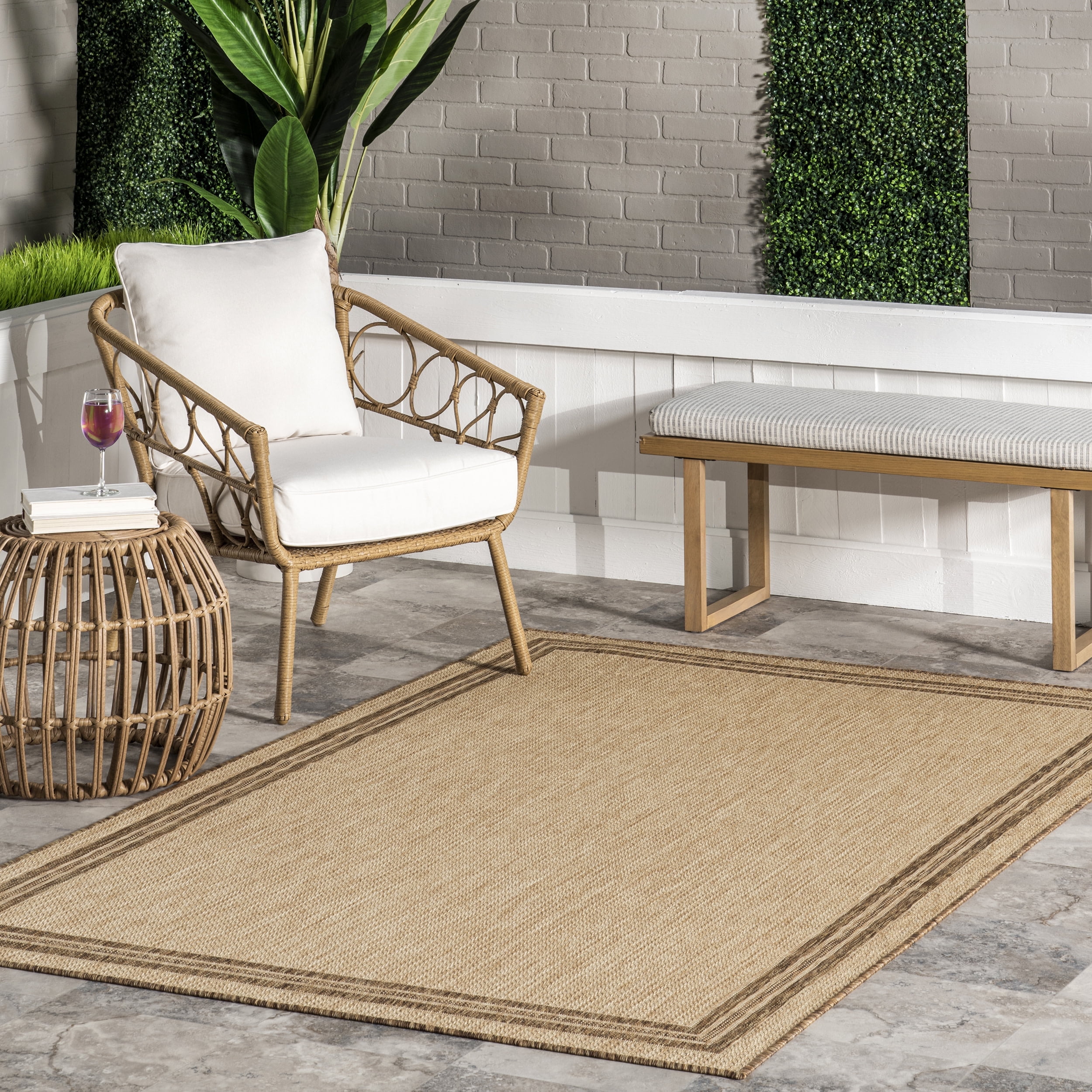 nuLOOM Rasha Classic Border Indoor/Outdoor Area Rug, 8' x 10', Beige