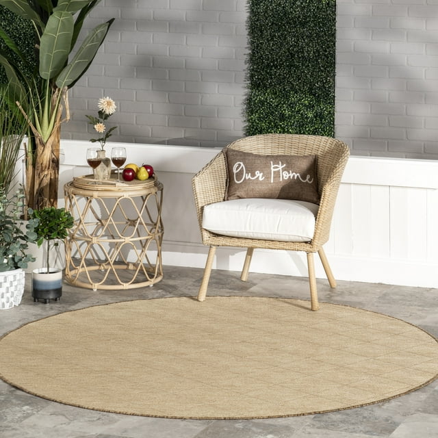 nuLOOM Ray Diamond  Indoor/Outdoor Area Rug, 6' 7", Natural
