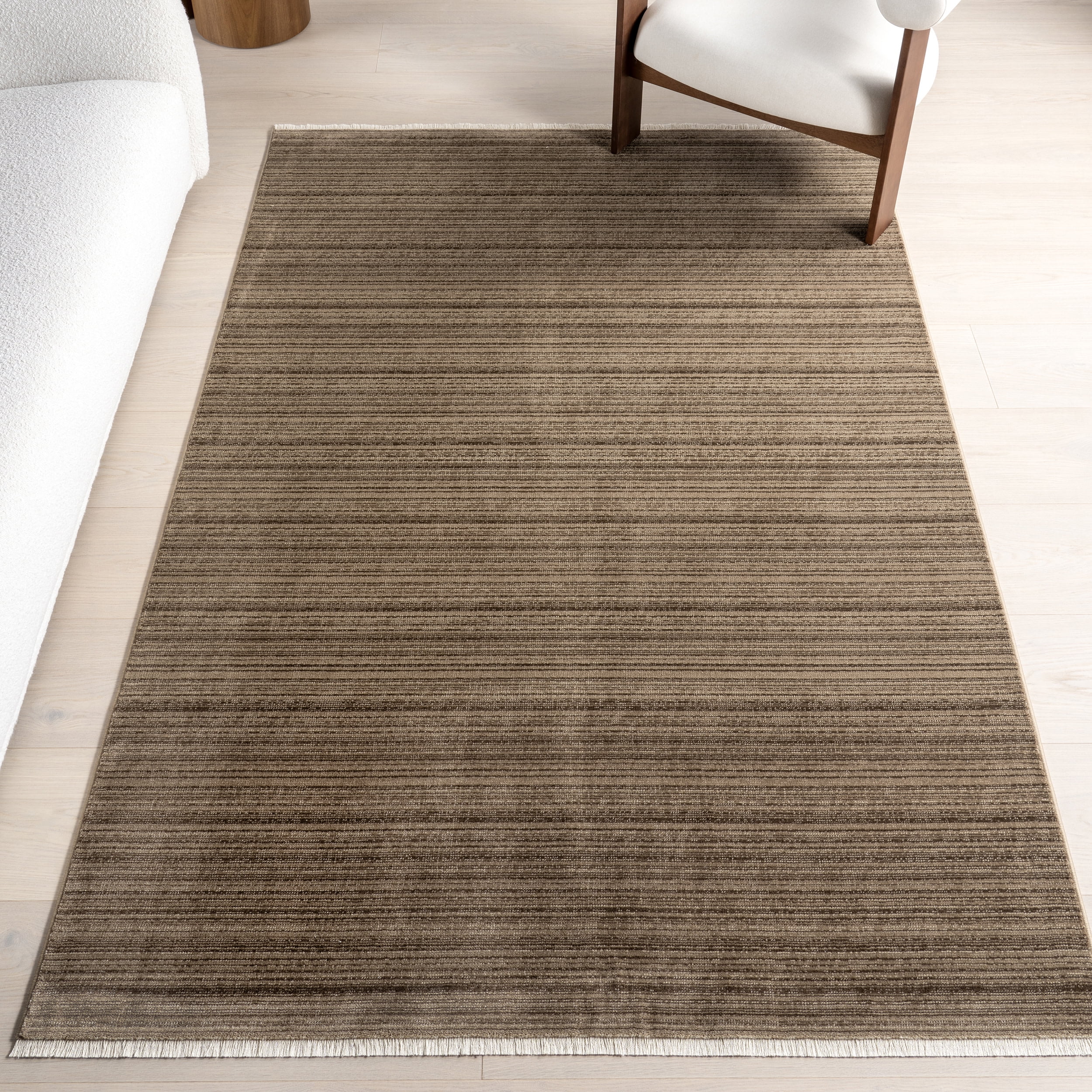 Brown 5' x 7' Solid Synthetic Non-slip Area Rug