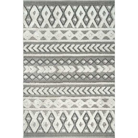 nuLOOM Rebecca High Low Textured Shaggy Area Rug, 4' x 6', Grey