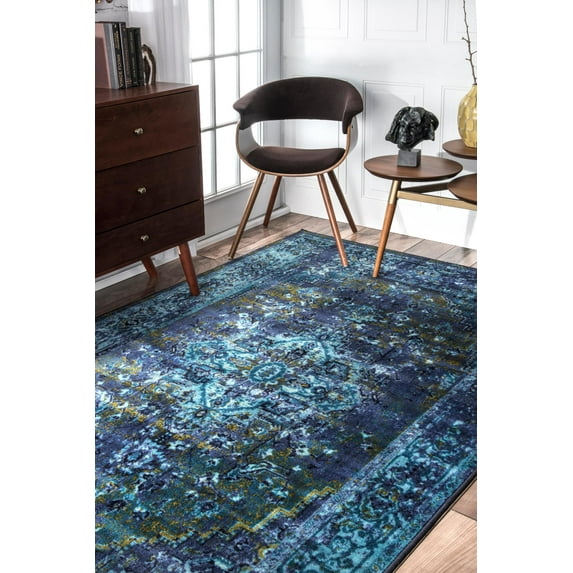 nuLOOM Reiko Vintage Persian Runner Rug, 2' 6" x 12', Blue