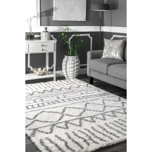 nuLOOM Renata Moroccan Shag Area Rug, 5' 3", Gray