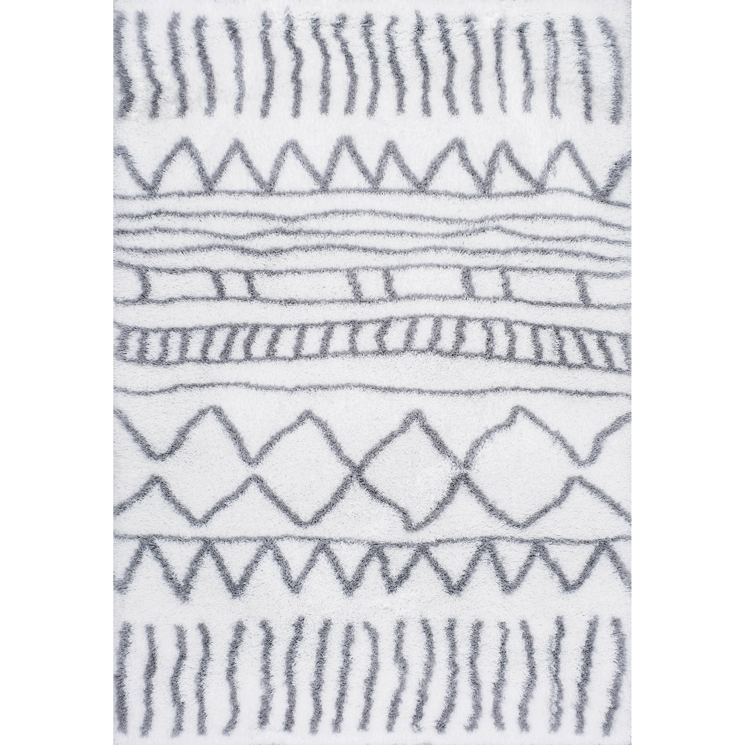 Gray Geometric Tufted Shag Area Rug 5' x 7'