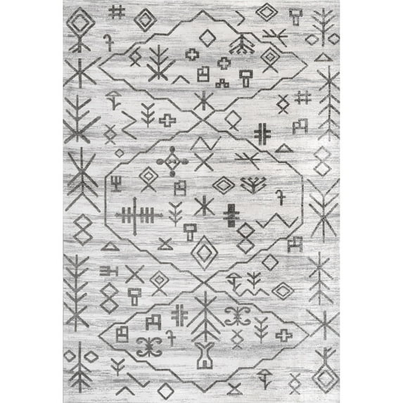 nuLOOM Rhonda Machine Washable Global Inspired Moroccan Area Rug, 8' x 10', Grey