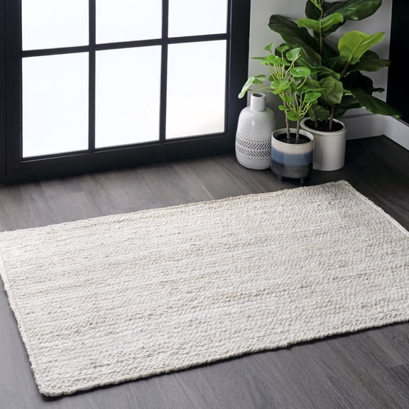 nuLOOM Rigo Hand Woven Farmhouse Jute Area Rug, 2' 3" x 4', Off-white