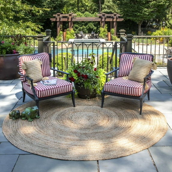 nuLOOM Rigo Hand Woven Farmhouse Jute Area Rug, 8' Round, Natural