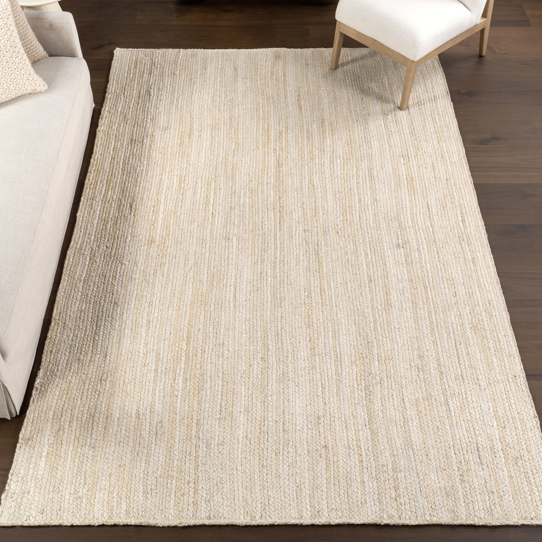 Maui Hand-Braided Jute Area Rug 8'x11' in Off White