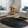 thumbnail image 1 of nuLOOM Rigo Hand Woven Farmhouse Jute Area Rug, Oval 4' x 6', Black, 1 of 15