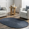 thumbnail image 1 of nuLOOM Rigo Hand Woven Farmhouse Jute Area Rug, Oval 4' x 6', Navy, 1 of 15