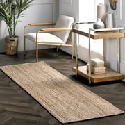 nuLOOM Rigo Hand Woven Farmhouse Jute Runner Rug, 2' 6" x 10', Natural
