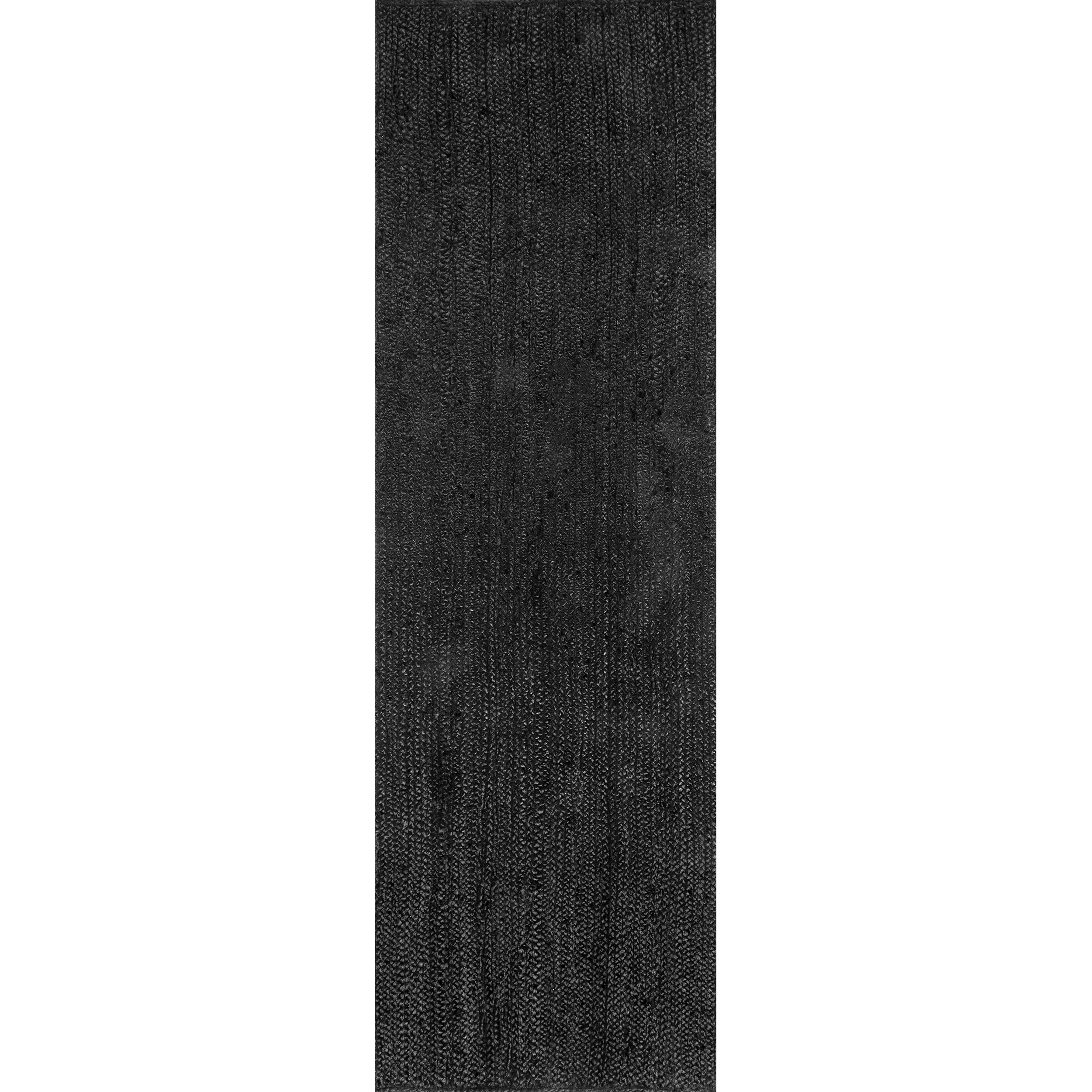 nuLOOM Rigo Hand Woven Farmhouse Jute Runner Rug, 2' 6" x 6', Black