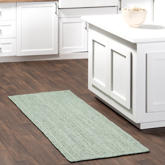 nuLOOM Rigo Hand Woven Farmhouse Jute Runner Rug, 2' 6" x 6', Green