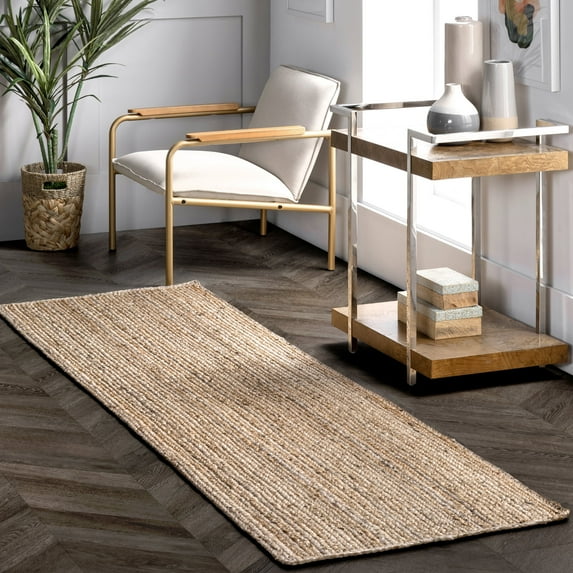 nuLOOM Rigo Hand Woven Farmhouse Jute Runner Rug, 2' 6" x 8', Natural