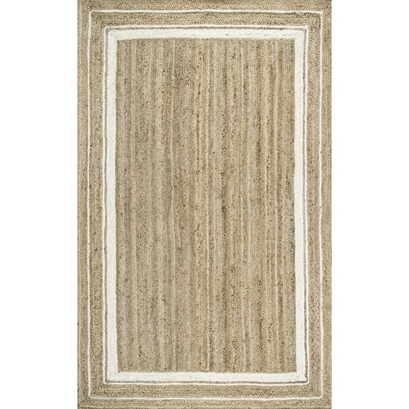 nuLOOM Rikki Braided Border Jute Area Rug, 5' x 8', Off White