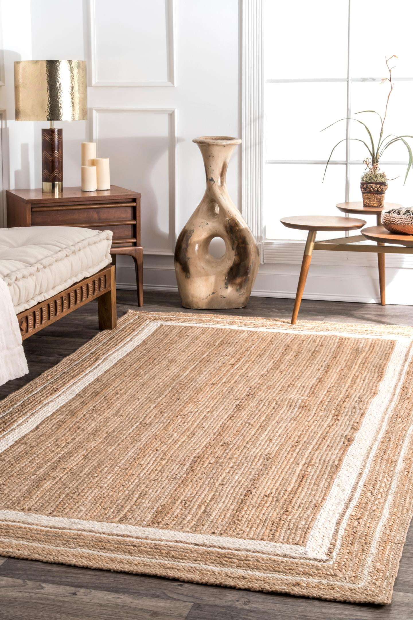 Coastal Cottage Braided Jute Round Rug, 6', Off-White