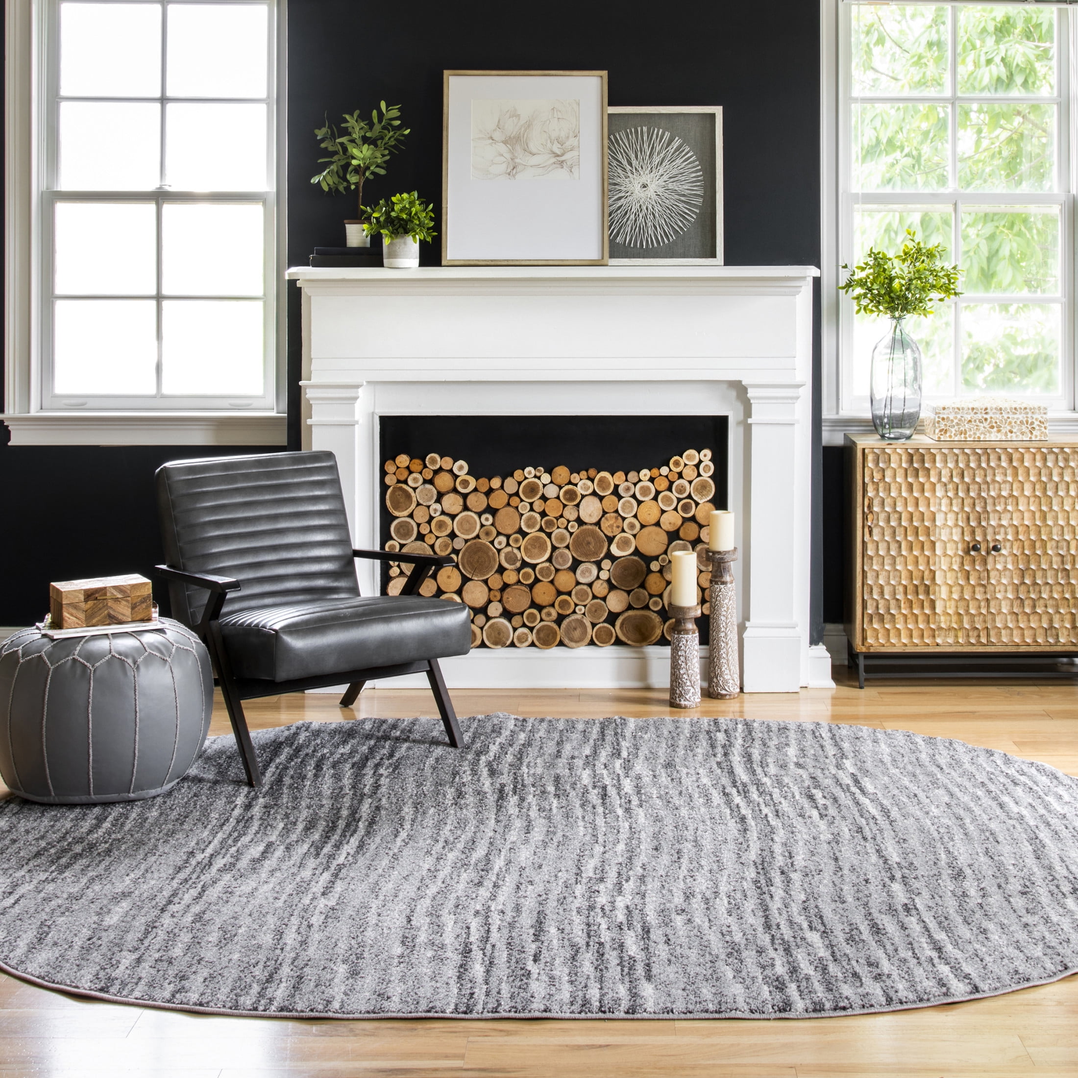 nuLOOM Sherill Abstract Transitional Area Rug, 6' 7" x 9', Oval, Sherill Grey