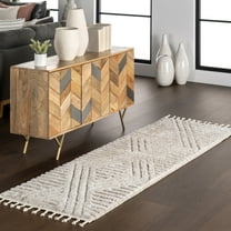 nuLOOM Risette Geometric Shag Tassel Area Rug, 2' 6" x 6', Runner, Risette Beige
