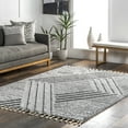 thumbnail image 1 of nuLOOM Risette Geometric Shag Tassel Area Rug, 4' x 6', Light Gray, 1 of 9