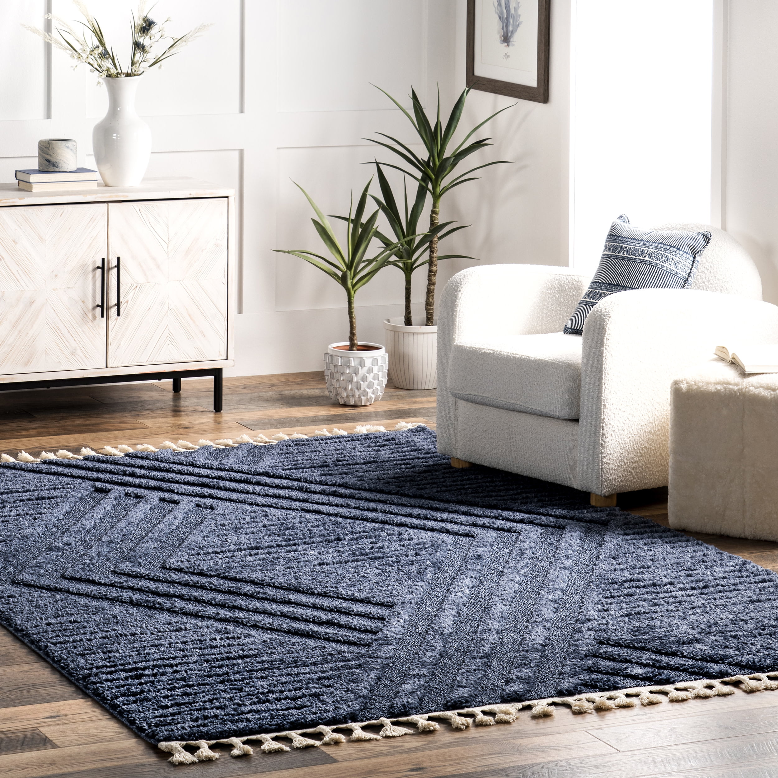 NuLOOM Risette Blue Shag Area Rug – Ultra Soft 7x9 Ft Rug For Living Room, Bedroom, Or Nursery