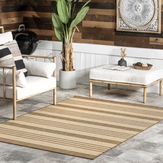 nuLOOM Robin Multi Stripe Indoor/Outdoor Area Rug, 7' 7" x 10' 10", Brown
