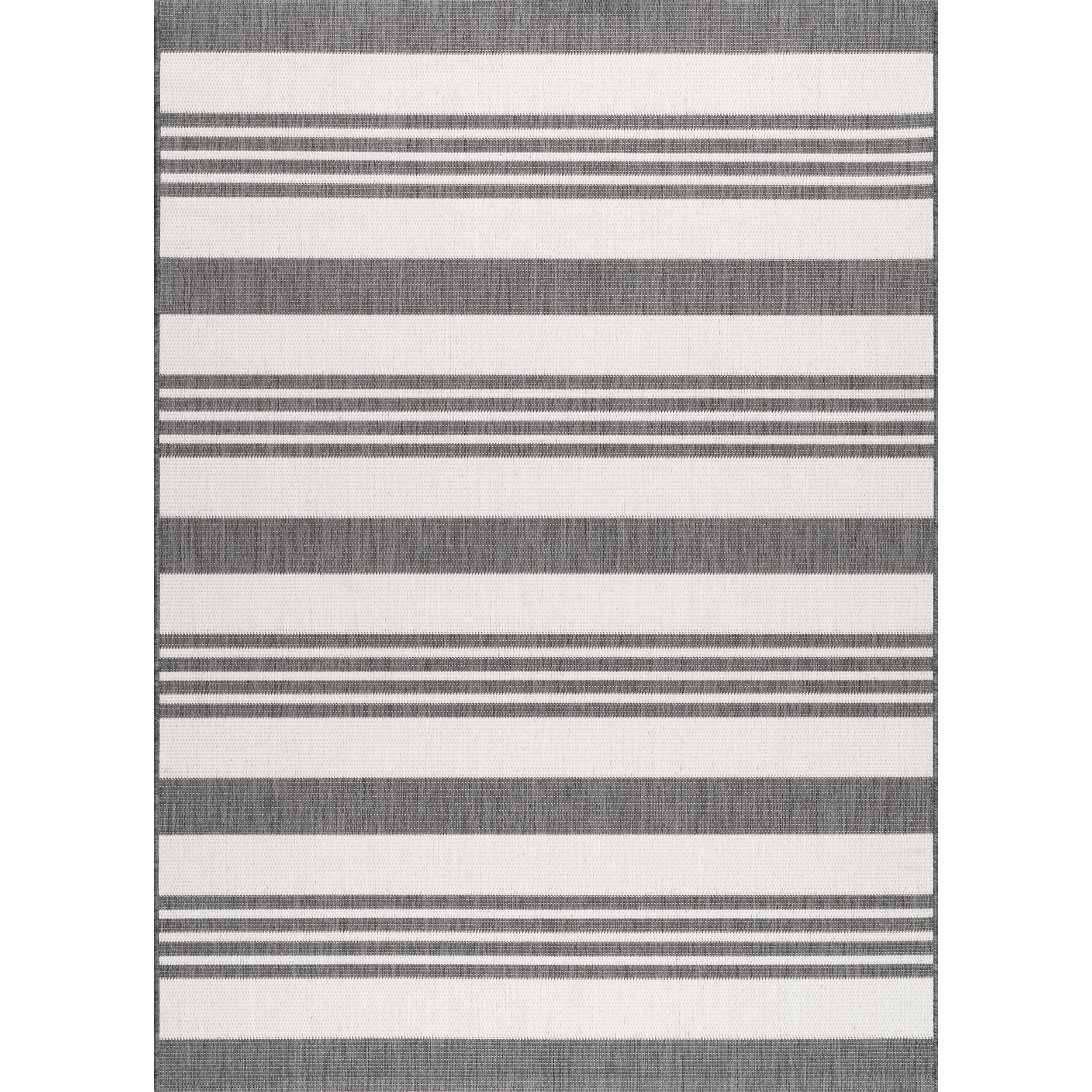 Coastal Charm Beige Stripe Easy-Care Synthetic Area Rug, 52" x 24"
