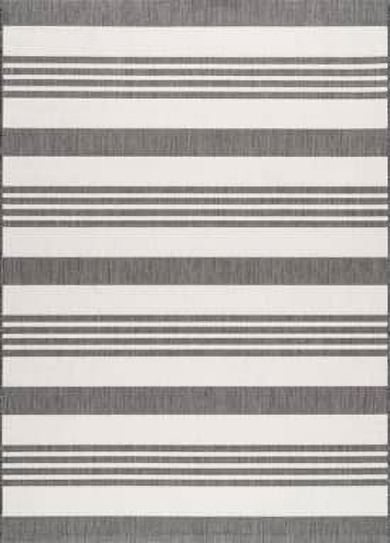 nuLOOM Robin Multi Stripe Indoor/Outdoor Grey 6' 3" x 9' 2" Coastal Area Rug