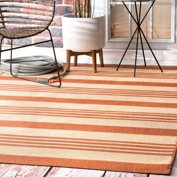 nuLOOM Robin Multi Stripe Indoor/Outdoor Terracotta 4' x 6' Coastal Area Rug